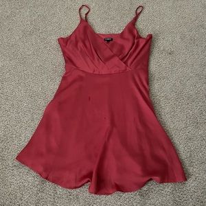 Dark pink satin spaghetti strap dress